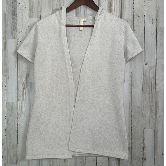 Pure Jill Open Front Cardigan Small Petite Hooded Minimalist Preppy 100% Cotton - Picture 1 of 9